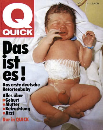 Das Titelbild der Illustrierten Quick vom 22. April 1982 zeigt Oliver W. Die Geburt von Oliver war damals eine Sensation.