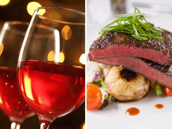Rotwein mit Steak – verhindert die Eisenaufnahme