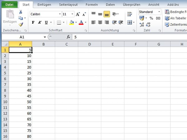 Datenreihen ausfüllen mit Excel 2010 und 2007