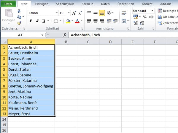 Datenreihen ausfüllen mit Excel 2010 und 2007