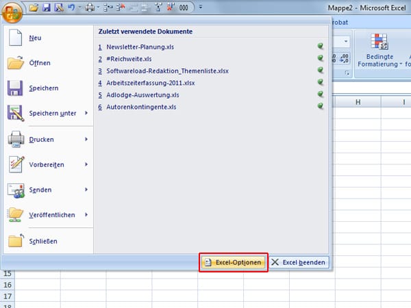 Datenreihen ausfüllen mit Excel 2010 und 2007