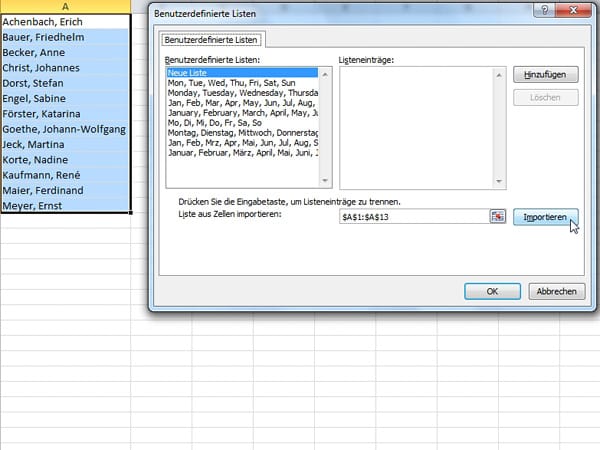 Datenreihen ausfüllen mit Excel 2010 und 2007