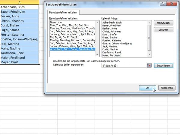 Datenreihen ausfüllen mit Excel 2010 und 2007