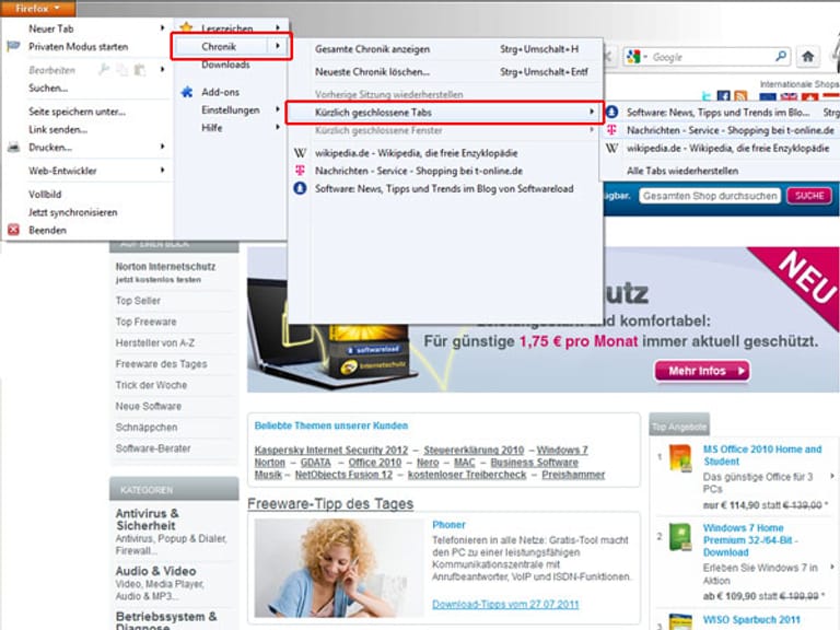 FotoShow Geschlossene BrowserTabs wieder öffnen