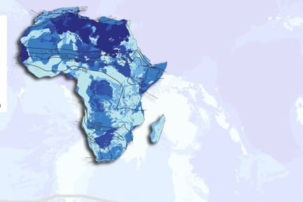 Die Karte zeigt: Unter Afrika befinden sich große Wasser-Reserven