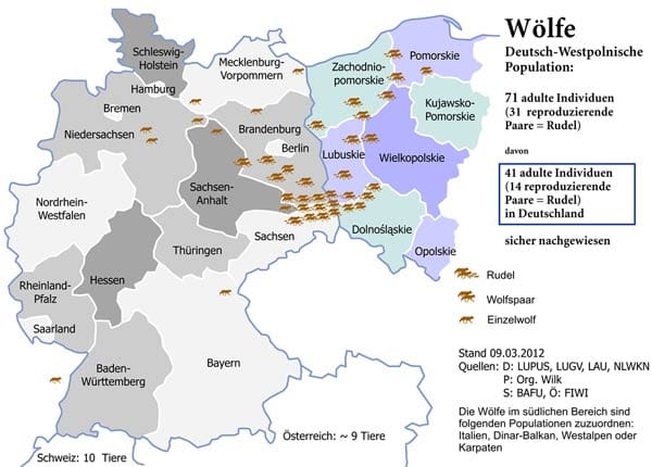 Wo in Deutschland Wölfe leben (Grafik: NABU)