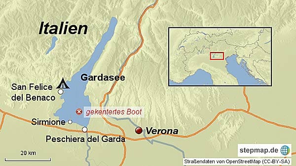 Die drei Touristen waren in San Felice del Benaco gestartet. Das gekenterte Sechs-Meter-Boot fand die Polizei zwischen Sirmione und Peschiera del Garda.