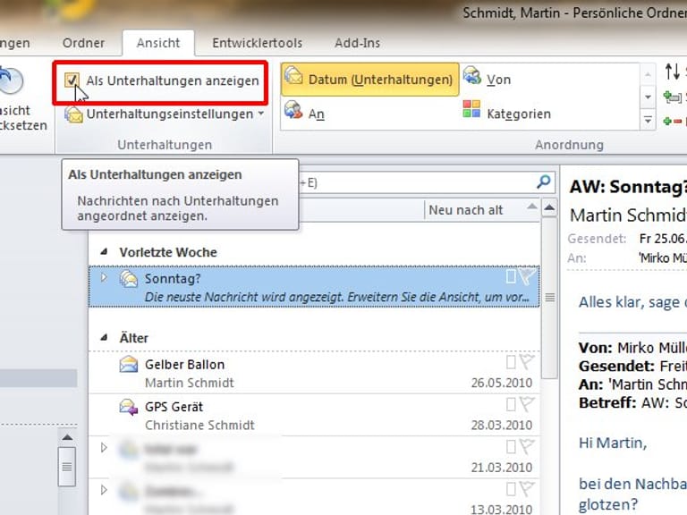 Outlooks clevere Ansichten