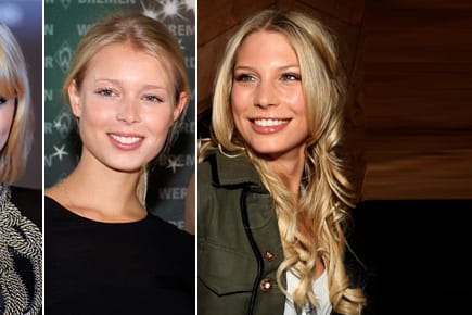 Die Spielerfrauen Lena Gercke (li), Marie Hansen und Sarah Brandner (re.).