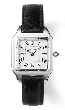Cartier Santos - Ein Pionier der Uhren-Geschichte: Louis Cartier entwarf das eckige Modell im Jahr 1906 für den brasilianischen Flieger Alberto Santos-Dumont, das Stück kam 1911 mit Werken von Jaeger auf den Markt. Durch die Santos wurden zudem Armbanduhren salonfähig.