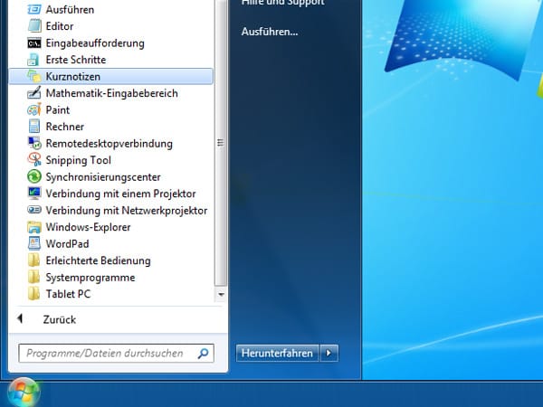 Kurznotizen in Windows 7 nutzen