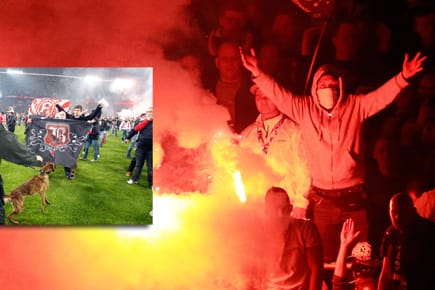 Fan-Krawalle in Düsseldorf: Das Relegationsspiel gegen Berlin stand vor dem Abbruch.