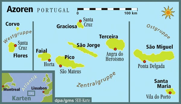Alle Azoren-Inseln auf einen Blick.