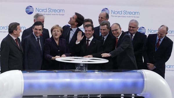 Bei der Eröffnung der Nordstream-Pipeline.