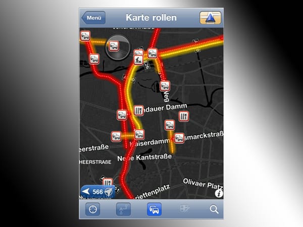 Die iPhone-App von TomTom zeigt Verkehrsbehinderungen in der Übersicht.