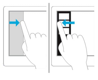 Durch Streifen am linken Rand des Hauptbildschirms nach links und rechts werden die zuletzt verwendeten Apps angezeigt.