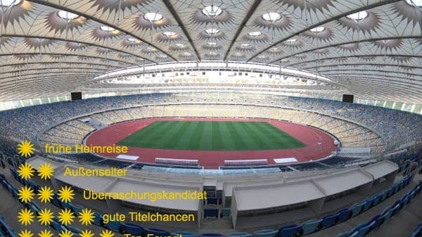Von einem Stern bis fünf Sterne: Wer tritt die frühe Heimreise an, wer ist ein Überraschungskandidat und wer zählt zu den Top-Favoriten? t-online.de bewertet die Titel-Chancen der 16 Teams.