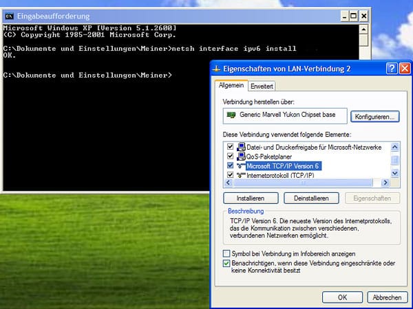 IPv6-Standard unter Windows XP aktivieren