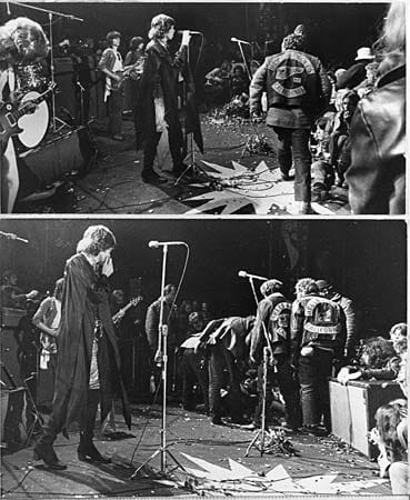 In den 60er Jahren wurden Chapter (Ortsgruppen) in den gesamten USA und weiteren Ländern gegründet. Ihren Ruf als Raufbolde festigten sie zum Beispiel auch als Sicherheitsleute (hier bei einem Konzert der Rolling Stones im Jahr 1969).