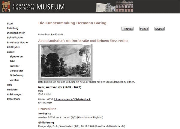 Das Deutsche Historische Museum Berlin hat eine Datenbank ins Internet gestellt. Das Deutsche Historische Museum Berlin hat eine Datenbank ins Internet gestellt.