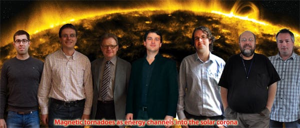 Diese Forscher haben eines der großen Rätsel der Sonnenforschung möglicherweise gelöst (von links nach rechts): Dr. J. de la Cruz Rodriguez, Dr. L. Rouppe van der Voort, Dr. O. Steiner, Dr. S. Wedemeyer-Böhm, Dr. E. Scullion, Prof. Dr. R. Erdélyi, Dr. V. Fedun.
