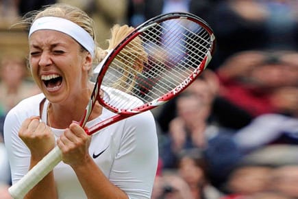 Sabine Lisicki schreit ihren Jubel über den Sieg heraus.