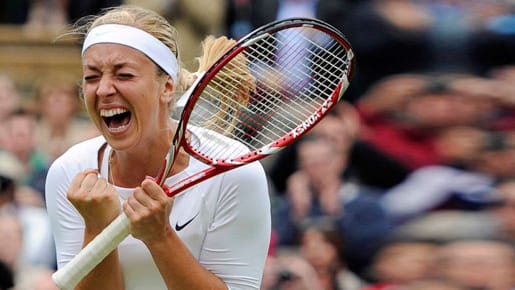 Sabine Lisicki schreit ihren Jubel über den Sieg heraus.