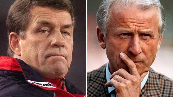 Otto Rehhagel (li.) und Giovanni Trapattoni tätigten in der Bundesliga beide einen Wechselfehler.