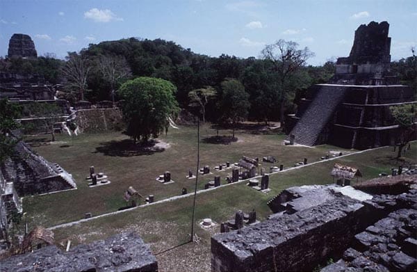 Tikal erstreckt sich über ein Gebiet von etwa 65 Quadratkilometern. Der zentrale Bereich nimmt etwa 16 Quadratkilometer ein und weist über 3000 Bauten auf - viele davon sind noch nicht freigelegt. Im Stadtzentrum lebten im achten Jahrhundert schätzungsweise 50.000 Menschen.