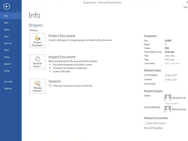 Der Datei-Dialog von Windows 2013.