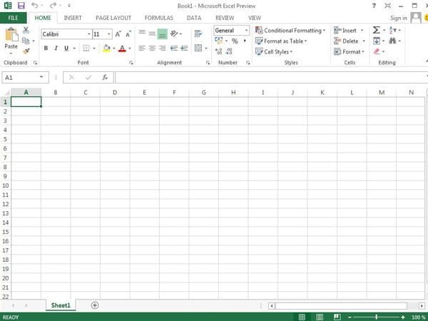 Die Bedienoberfläche von Excel 2013.