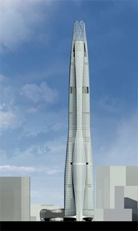 Der CTF Tower in Tianjin soll 530 Meter hoch sein. Doch mit der Fertigstellung kann es noch ein wenig dauern, da erst 2012 mit dem Bau begonnen wurde