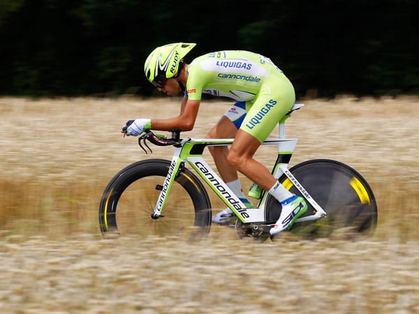 Fahrt auf Rang drei: Vincenzo behauptete durch ein ordentliches Zeitfahren seine Platzierung in der Spitze der Gesamtwertung. Der Italiener wird die Tour als Dritter beenden.