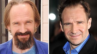 Ralph Fiennes einmal mit Vollbart und einmal glattrasiert und smart, so wie man ihn kennt.