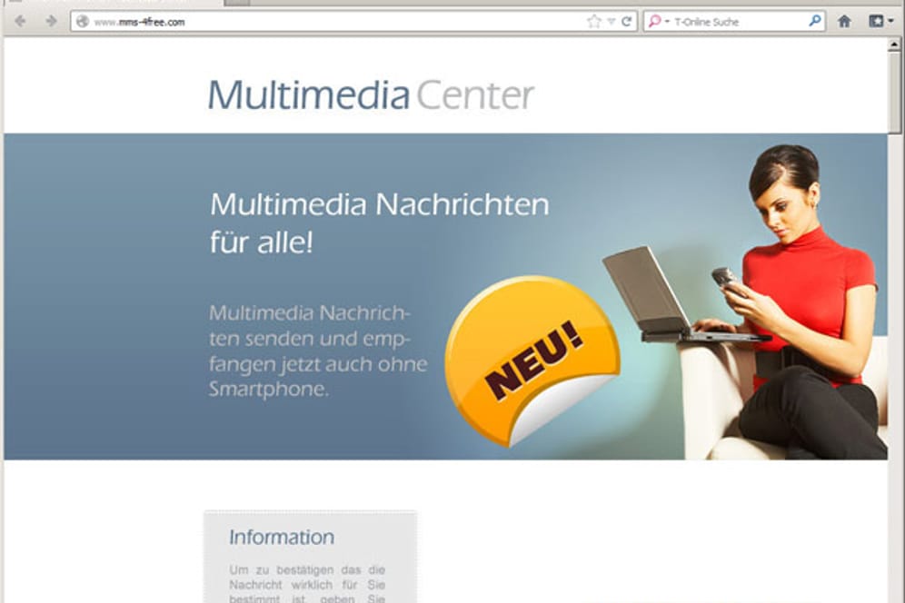 Die Seite mms-4free.com stellt nach der Anmeldung 96 Euro in Rechnung.