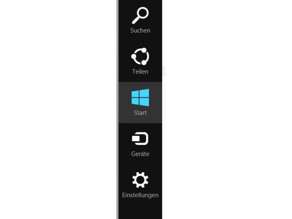 Tastenkombination Windows-Taste + C blendet die neue Charmbar von Windows 8 ein