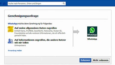 Screenshot der gefälschten WhatsApp-App auf Facebook.