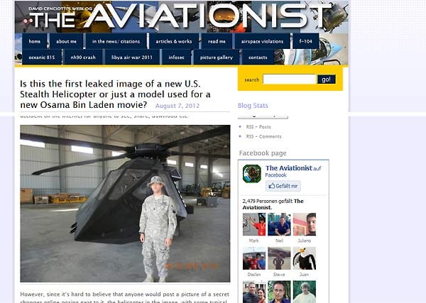 Foto auf der Website "The Aviationist": Echtes Militärprojekt oder Hollywood-Staffage? Zweifel an der Echtheit des Helikopters weckt unter anderem seine auffällige Ähnlichkeit zur...