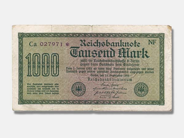 1000-Mark-Reichsbanknote von 1922 (Vorderseite)