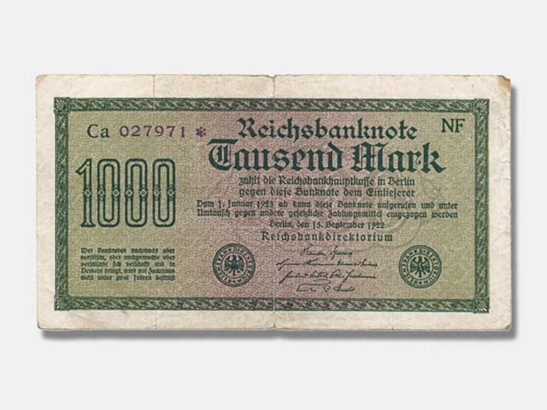 1000-Mark-Reichsbanknote von 1922 (Vorderseite)