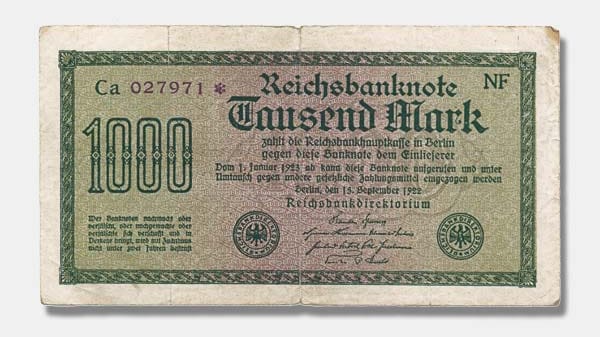 1000-Mark-Reichsbanknote von 1922 (Vorderseite)