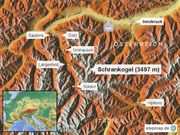 Der Ort des Unglücks: Der Schrankogel in Tirol. Von der Hütte Westfalenhaus aus ist der Mann auf den Berg gewandert. Der Ort des Unglücks: Der Schrankogel in Tirol. Von der Hütte Westfalenhaus aus ist der Mann auf den Berg gewandert.