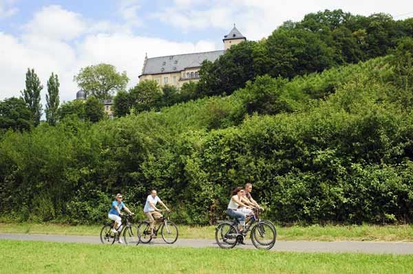 Damit die attraktiven Mittelgebirgs- und Flusswege nicht nur den Sportlichen vorbehalten bleiben, bieten im Fränkischen Weinland mittlerweile viele Verleihstellen Kraft sparende E-Bikes an.