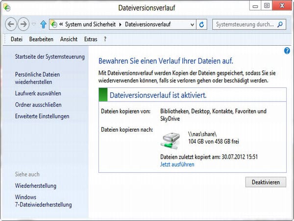 Daten sichern per WLAN mit Windows 8