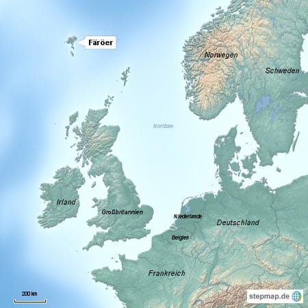 Die Färöer liegen im Nordatlantik.