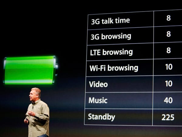 Im Standby-Modus hält der Akku des iPhone 5 laut Apple 225 Stunden durch, beim Surfen im LTE-Netz immerhin noch acht Stunden.