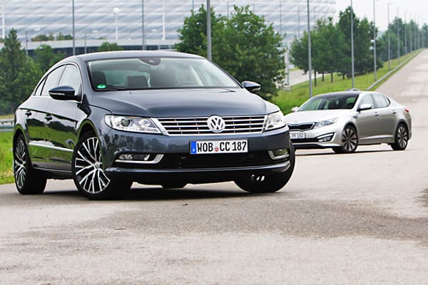 Oberklasse-Flair zu Mittelklasse-Preisen - diesen Spagat bieten VWs Passat-Ableger CC und der Herausforderer Kia Optima.