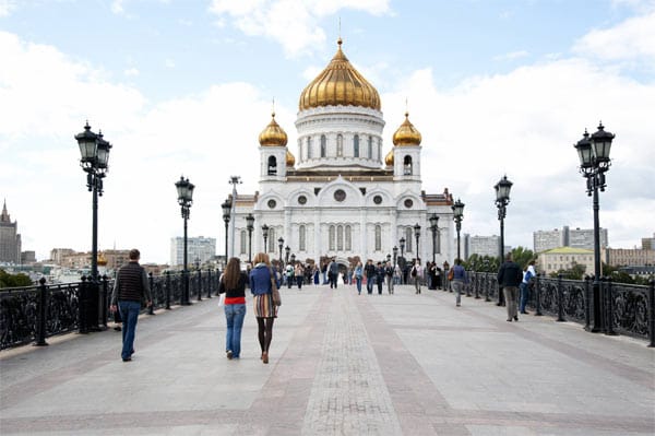 Die Christ-Erlöser-Kirche am Ufer der Moskwa in Moskau.