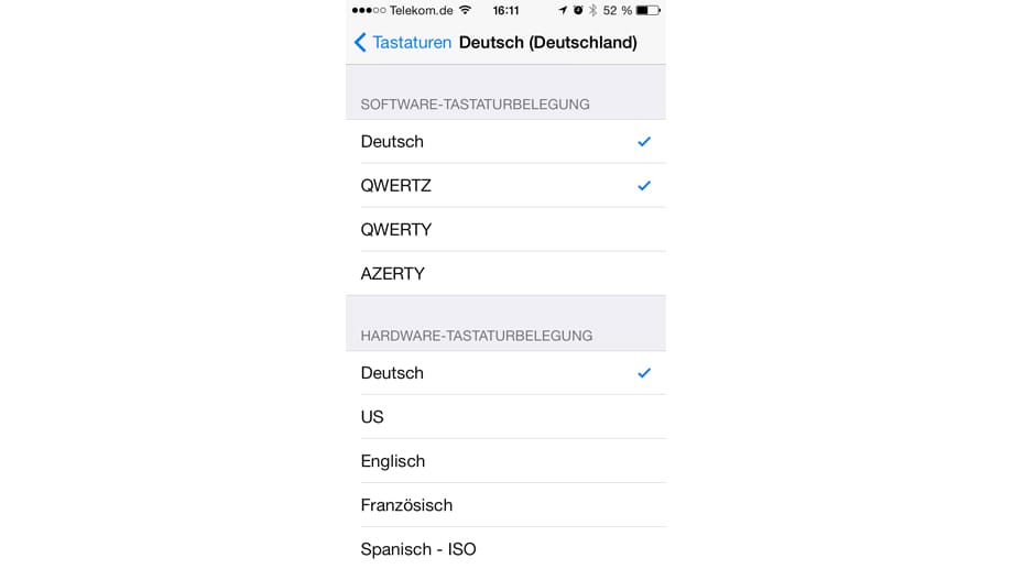 Seit iOS 6 können auch deutsche Umlaute in der Tastatur angezeigt werden.