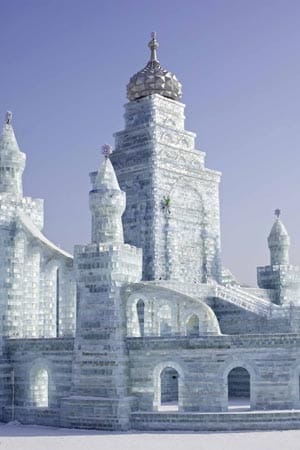 Skulptur der Eisstadt in Harbin/China.